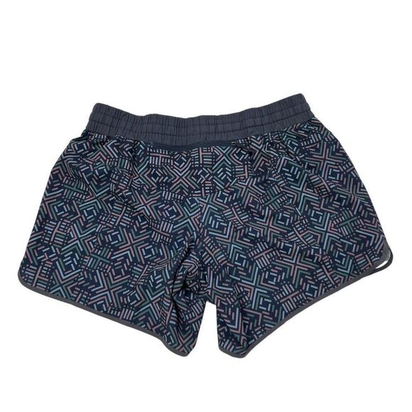 Patagonia Women's Nine Trails Geometric Pattern Navy Running Shorts Blue Size S - Picture 2 of 9